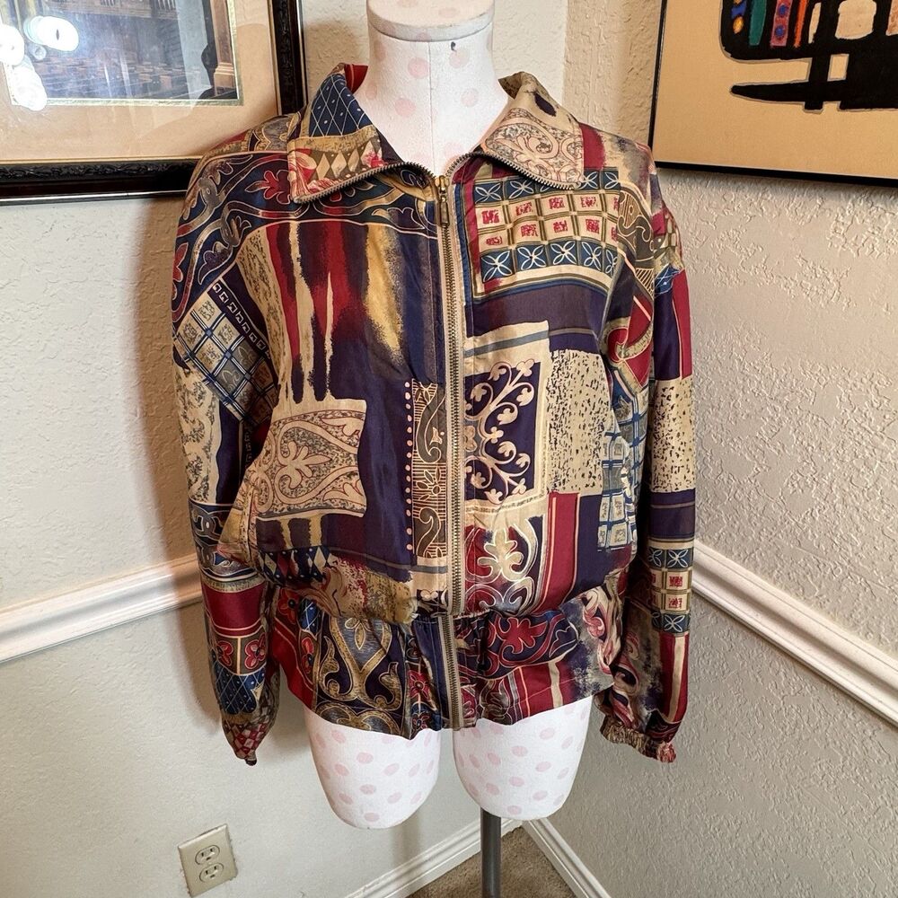 Vintage Artsy Y2K Wind Breaker  Momcore Track Jacket Size M
